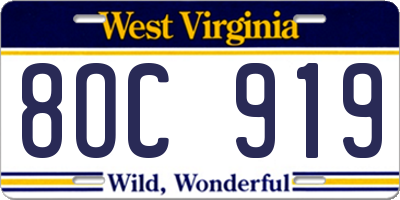WV license plate 8OC919