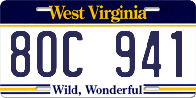 WV license plate 8OC941
