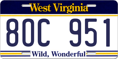 WV license plate 8OC951