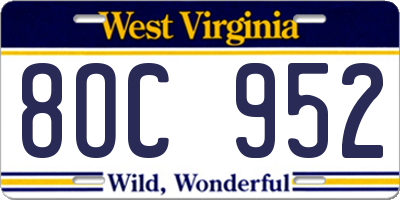 WV license plate 8OC952