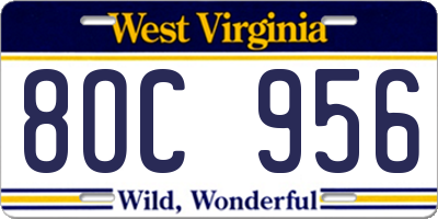 WV license plate 8OC956