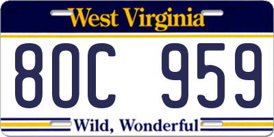 WV license plate 8OC959