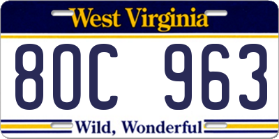 WV license plate 8OC963