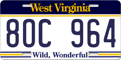WV license plate 8OC964