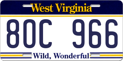 WV license plate 8OC966