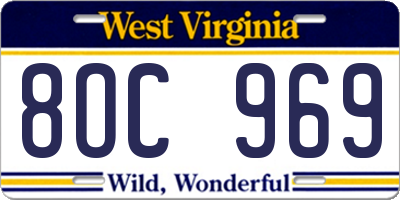 WV license plate 8OC969