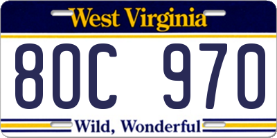 WV license plate 8OC970