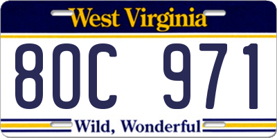 WV license plate 8OC971