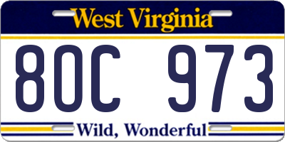 WV license plate 8OC973