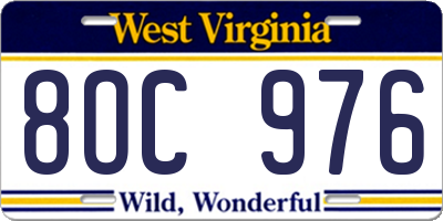 WV license plate 8OC976