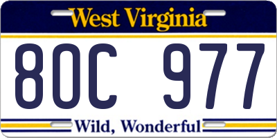 WV license plate 8OC977