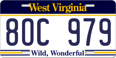 WV license plate 8OC979