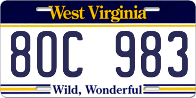 WV license plate 8OC983