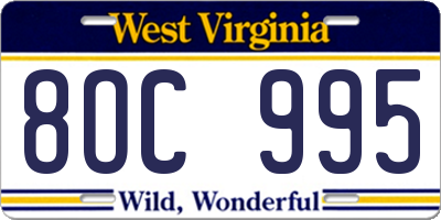 WV license plate 8OC995