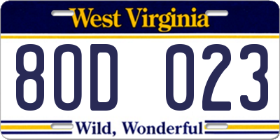 WV license plate 8OD023