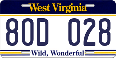 WV license plate 8OD028