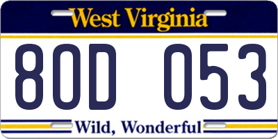 WV license plate 8OD053