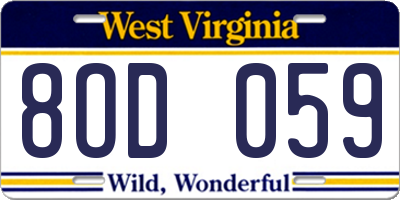 WV license plate 8OD059