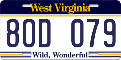 WV license plate 8OD079