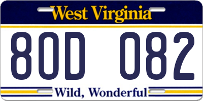 WV license plate 8OD082