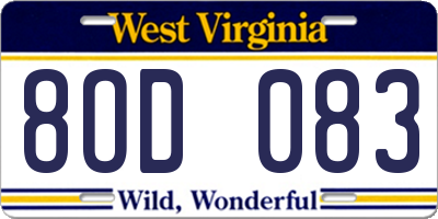 WV license plate 8OD083