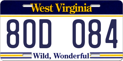 WV license plate 8OD084