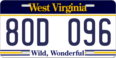 WV license plate 8OD096