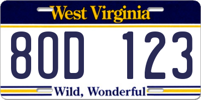 WV license plate 8OD123
