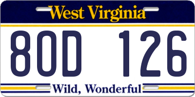 WV license plate 8OD126