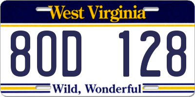 WV license plate 8OD128