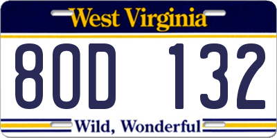 WV license plate 8OD132