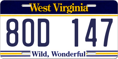 WV license plate 8OD147