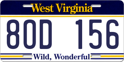 WV license plate 8OD156