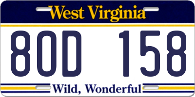 WV license plate 8OD158