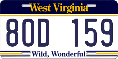 WV license plate 8OD159