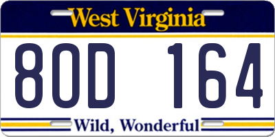 WV license plate 8OD164