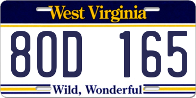 WV license plate 8OD165