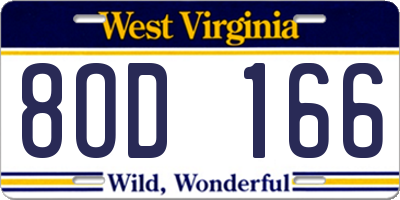 WV license plate 8OD166