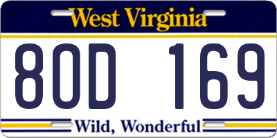 WV license plate 8OD169