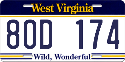 WV license plate 8OD174