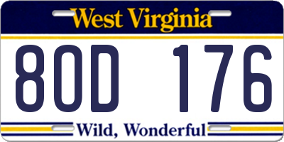 WV license plate 8OD176
