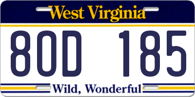 WV license plate 8OD185
