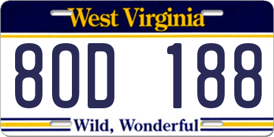 WV license plate 8OD188