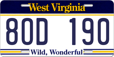 WV license plate 8OD190