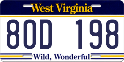WV license plate 8OD198
