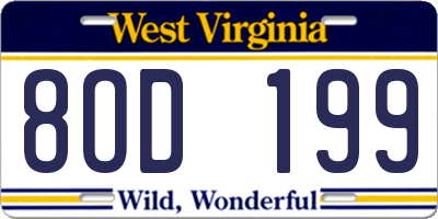 WV license plate 8OD199