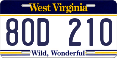 WV license plate 8OD210