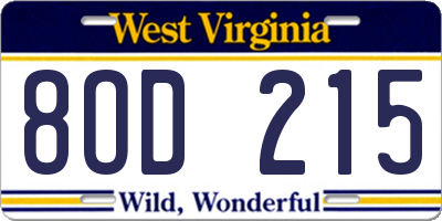 WV license plate 8OD215