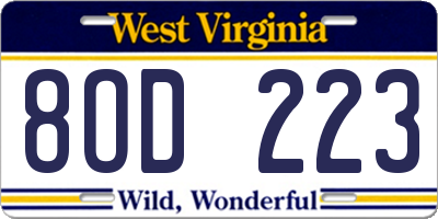 WV license plate 8OD223