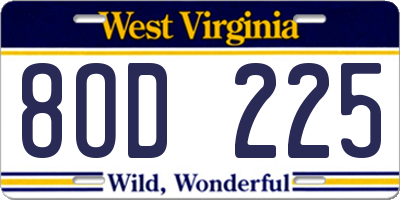 WV license plate 8OD225